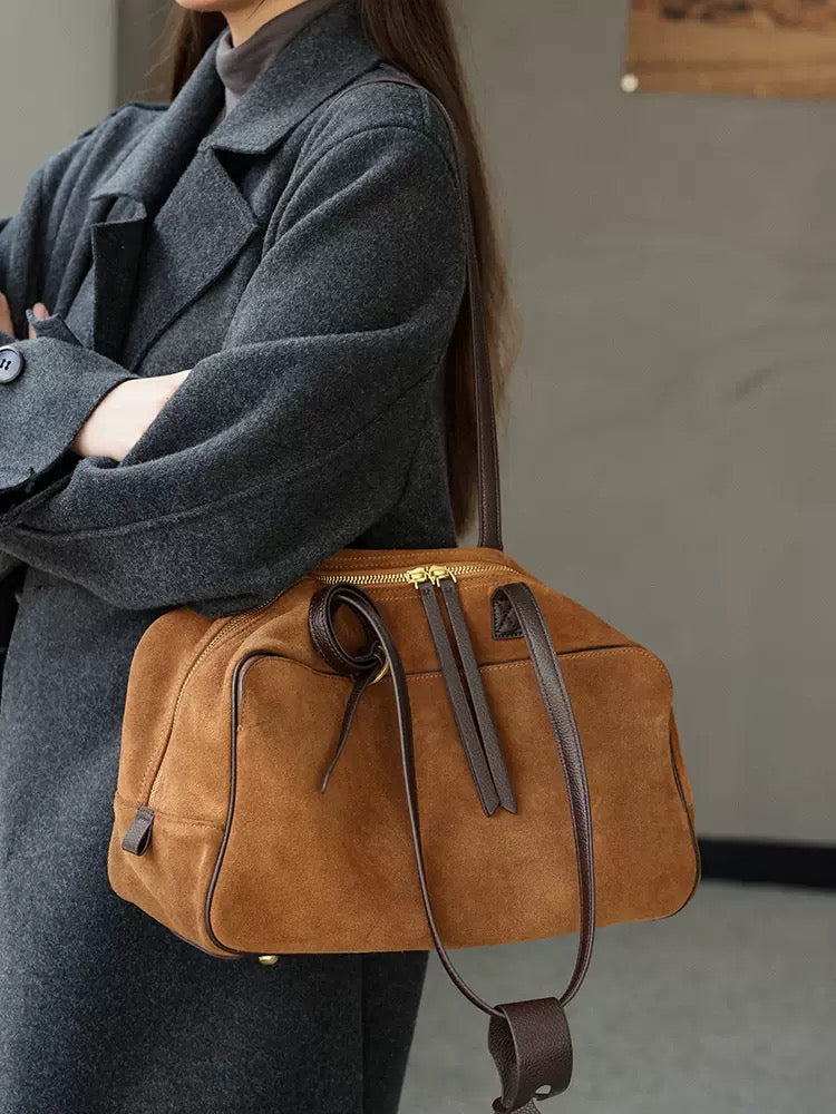 M393 suede boston handbags