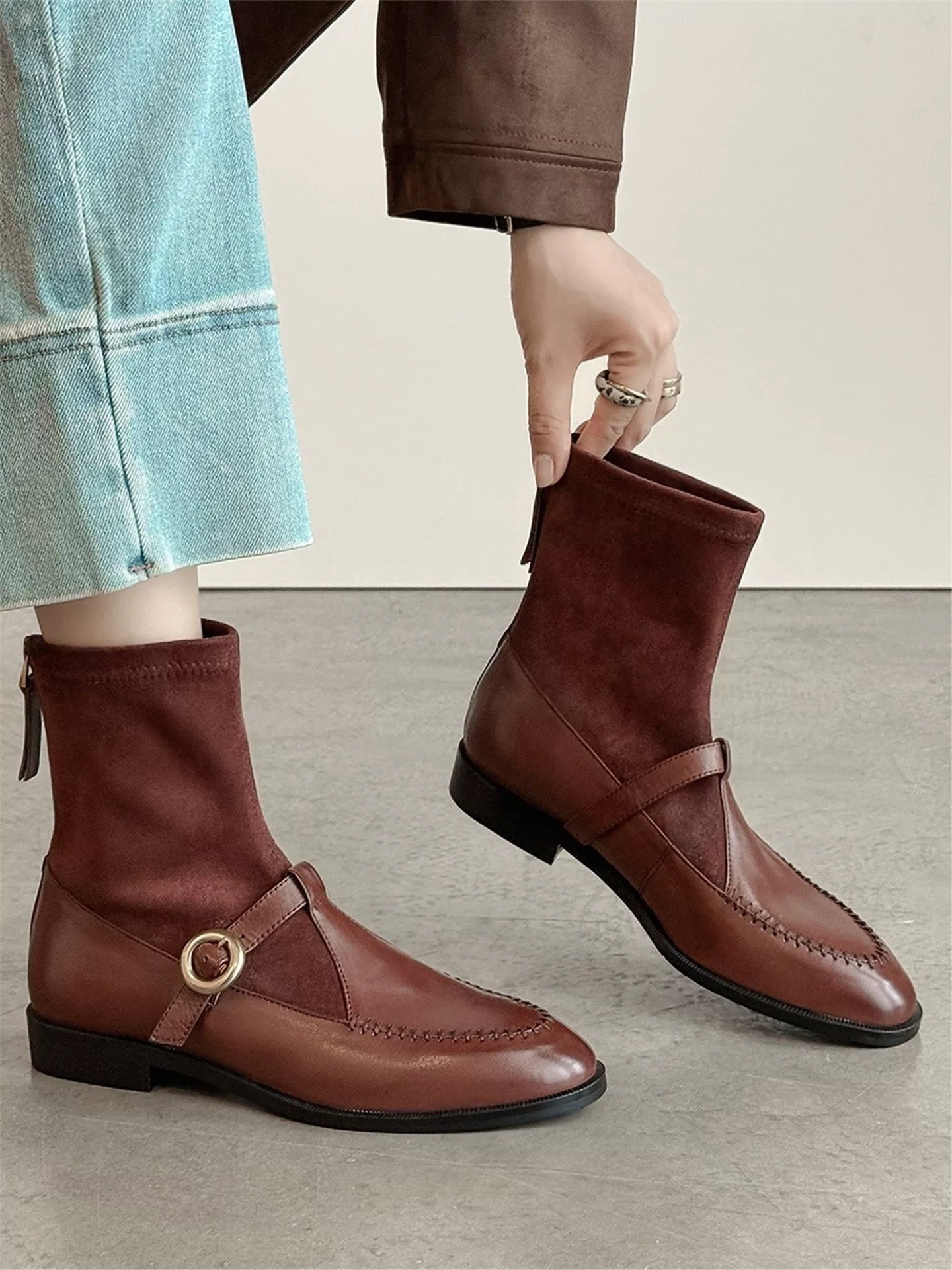 3183 winter cowhide boots