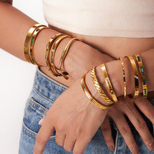 T018 vintage titanium steel zircon bracelet