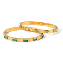 T018 vintage titanium steel zircon bracelet